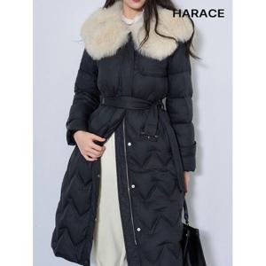 [헤레이스](거위털100)더블폭스 구스 롱패딩_YMSH24FW775
