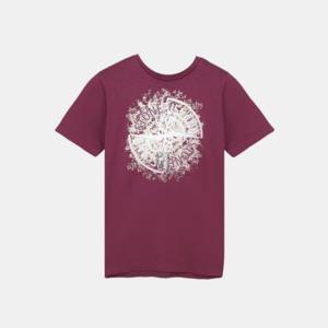 스톤아일랜드 키즈 뱃지로고 라운드 반팔 버건디 731621057 V0011