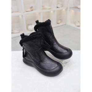 [코디엘루]소가죽 와이트 토 퍼안감 앵클 부츠 4cm CDSP100358