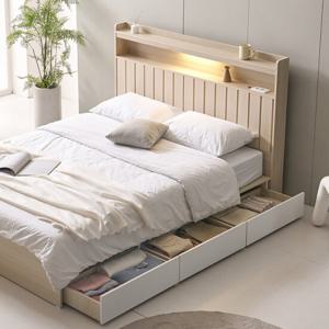 [보루네오]호텔라인 KC799 조명침대 Q (7존매트,서랍포함)