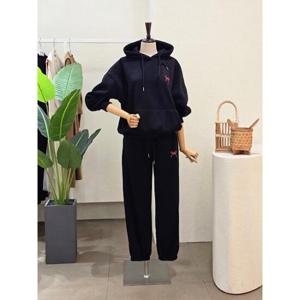 포커스 24FW4L9ST5045 리본 기모 후드티 조거 팬츠 셋업