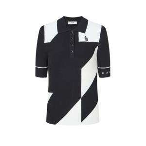 헤지스 골프 여성 24SS 스테디셀러스트레치 패턴 반팔 니트 (BLACK) WWSW4A921BK