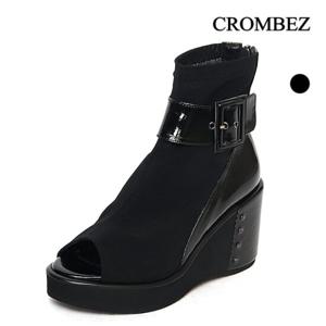 크롬베즈 버클장식 스판 오픈 통굽부츠 OSB58155LC