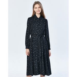 헤지스 여성 25SS 네이비 플라워 프린트 셔츠형 긴소매 원피스 HSDR5A103N2