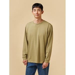 [자주]카키 남 BETTER_코튼 도톰 캐주얼 긴팔 티셔츠 J312402004