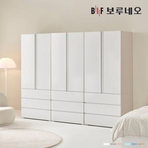 [착불] 보루네오 타키 2400 DD세트 장롱 장농 이불장 안방 작은방 원룸 서랍 8자