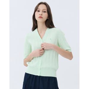 헤지스 여성 24SS 클리어런스스테디셀러라이트 그린 케이블 면혼방 가디건 WSSW4BC35E1