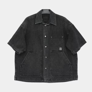 우영미 25SS 스틸로고 포켓 데님 반팔 남성 셔츠 W251SH30873B