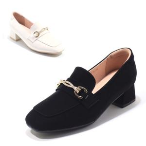 [세라] 구두 여성화 컴포트 골드 웨이브 포인트 로퍼 C24P003 블랙 아이보리 4CM