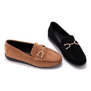 [세라] 구두 여성화 컴포트 쿠션  장식 스웨이드 로퍼 C24P018 베이지 블랙 3CM