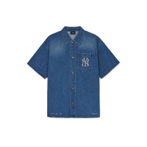 MLB 공용 데미지 메가로고 반팔 데님 셔츠 (3ADRB0253)