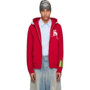 25 SS BAPE 남성 레드 판다 집업 후드티 242546M202015