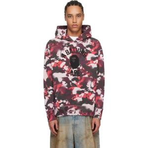 25 SS BAPE 남성 레드 맵 카모 후드티 251546M202051