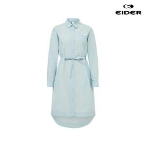 여성 LINEN LOOK (린넨 룩) 긴팔 롱 원피스 셔츠 (Light Mint) (DWM25460_LT)