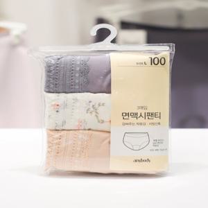 [애니바디] 면 맥시나염 3매입 팬티 크림플라워 ANPD24A93