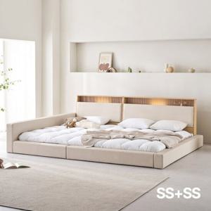 아씨방가구 제로업 LED수납헤드 가죽 밸런스 패밀리침대 SS+SS 본넬