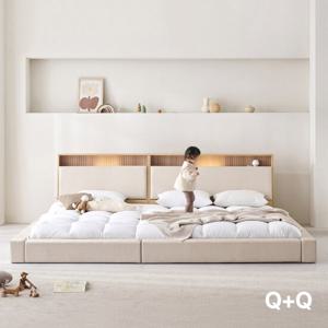 아씨방가구 제로업 LED수납헤드 가죽 오픈형 패밀리침대 Q+Q