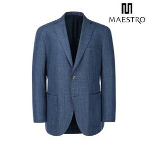 [마에스트로] [LORO PIANA 원단] 터콰이즈블루 체크 울실크린넨 자켓 (MAJA5A017T2)