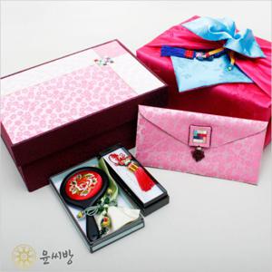 은칠보나비 애교예단세트3호/은칠보귀이개+예단함+예단봉투+예단서식지+손거울+보자기+노리개