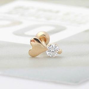 [미니아트] 10K 골드 하트 큐빅 금 피어싱 귀걸이 G387_한쪽