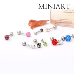 [미니아트] 5mm 미러볼 컬러볼 써지컬 스틸 피어싱 (한쪽)