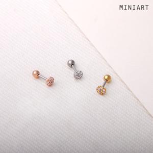 [미니아트] 미니 꽃방 꽃 데일리 심플 큐빅 써지컬 피어싱 한쪽