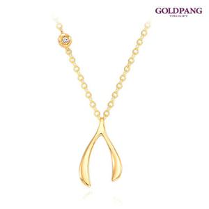 골드팡 18k 다이아몬드 위시본 목걸이-옐로우골드