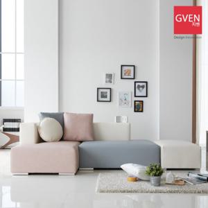 GVEN 지벤 로웰 3+1인용 핑크 카우치 소파 (스툴포함)