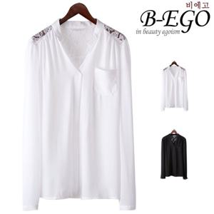 [비에고]C008_위레이스 포켓 블라우스