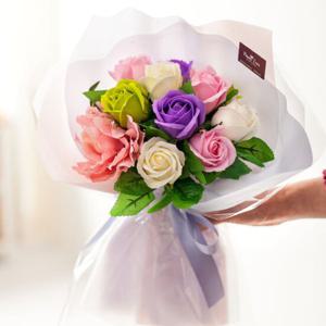 파스텔비누장미꽃다발 35cm (2컬러) 인테리어 조화 기념일 선물 촬영 소품