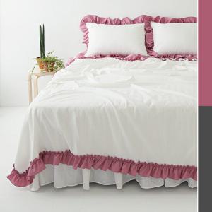 엘리스 프릴 면 여름침구-차콜,핑크(S 베개세트)