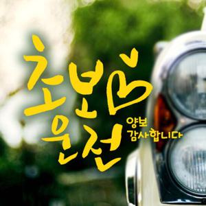 캘리 하트초보운전 옐로우 / 초보운전 반사스티커 자동차스티커
