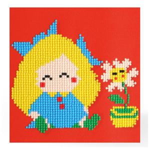 젬콕페인팅(보석십자수) 소녀와꽃
