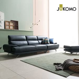 [자코모] 아그네스ll 4인 슈렁큰 천연면피 소가죽 소파+스툴
