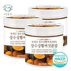 푸른들판 국내산 장수 상황 버섯 분말 가루 70gx3통 진흙버섯