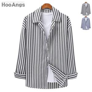 [후앙스] 오버핏 오픈카라 스트라이프 셔츠 SHST2015