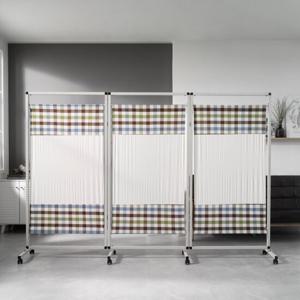 이동식 파티션_3단_브라운선염체크_화이트