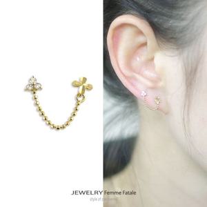 쥬얼리팜므파탈 14K GOLD 미니플라워투핀이어링(한 짝) GE1693