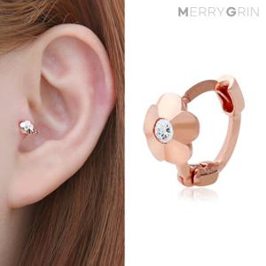 [메리그린] 14K 플라워 큐빅 링 피어싱 gold-pin 로즈골드