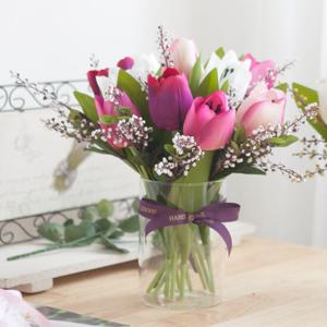 퍼쉬 튤립 화병set 30cm (2컬러) 조화 인테리어 꽃 장식 테이블 소품