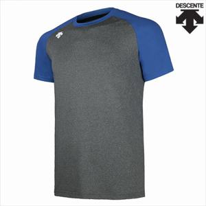 데상트 S7221ZTS04 NAV0  배색 스판 BP 셔츠(회/곤) 반팔 티셔츠