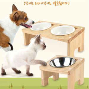 캣토피아 애견 원목식탁  도자기식기 1구 애견식기 애견식탁