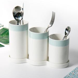 메쉬라인 3구 도자기 수저통 조리도구 필기도구통