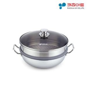 키친아트 일품 통3중 스텐 2단 찜냄비 24cm