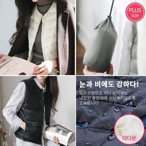여성덕다운 라운드넥 패딩조끼 경량 오리털 빅사이즈