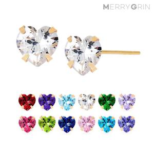 [메리그린] 14K 골드 탄생석 컬러 하트 귀걸이 12종 택1