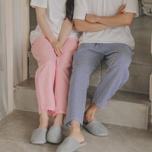 지지미 스몰체크 9부 남여 홈웨어 여름 파자마바지