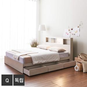 가구데코 위니 C타입 LED 3서랍 퀸 침대+독립매트 FO2087