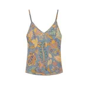 바네사브루노 20SS 블루 플라워 민소매블라우스 VIBL0E118B2