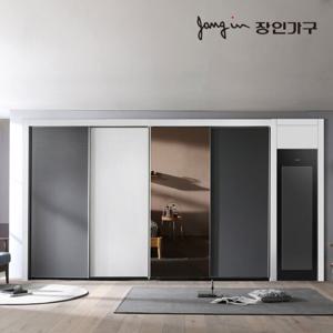 장인가구 단테 모던 미러 스타일러 슬라이딩 붙박이장 270cm
